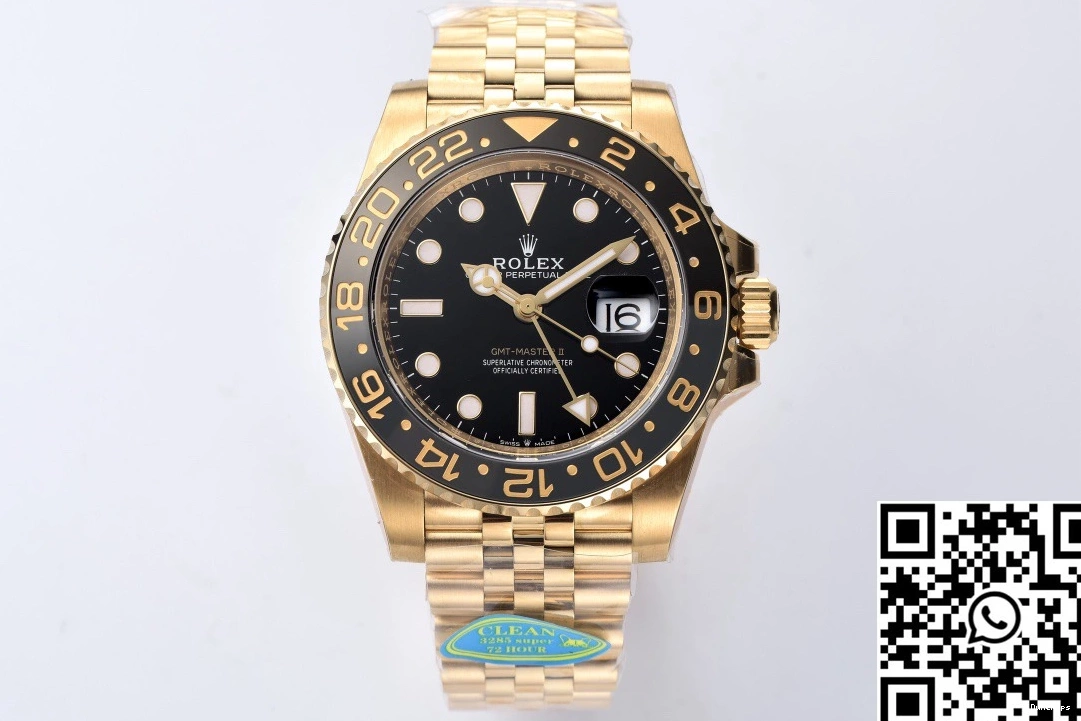 Master Black M126710BLRO-0001 II Case Rolex GMT Dial Factory Clean Gold 1127
